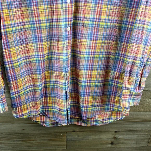 Gitman Brothers Mens Shirt Long Sleeve Button Plaid Colorful Made In USA Large - Picture 3 of 8